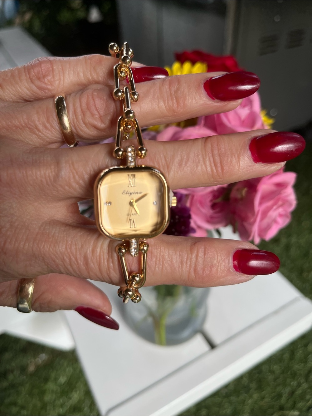 Elegant Tiffany style Gold-Tone Women's Bracelet Watch BNWB